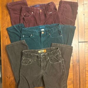 Lands End Old Navy Unisex Kids Corduroy Pants Bundle Green Brown Burgundy Sz 6-7